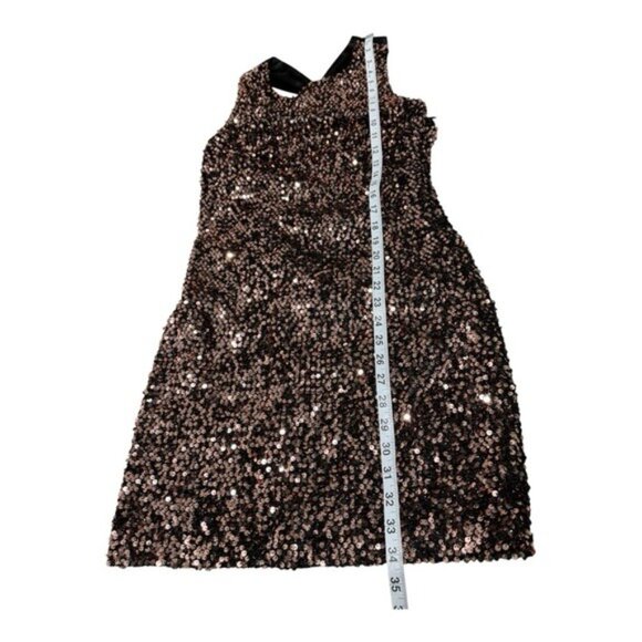 MILLY Vivi Gold Tinsel Sequin Mini Dress Size 6 | Sleeveless Open Back Party Dre - Picture 8 of 12
